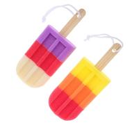 Healeved 2 Pcs Exfoliating Bath Sponge Colorful Ice Cream Shape Body Loofahs for Skin Scrub and Shower Cleaning Portable and Compact Multi-Purpose Sponges for Home and Travel Use