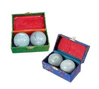 Healeved 2 Pcs Green Marble Massage Balls Set for Hand Therapy Stress Relief Baoding Balls for Physiotherapy and Muscle Relaxation for Home and Gym Use Random Color
