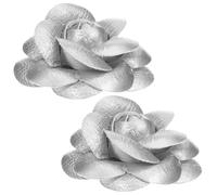 Healeved 2 Pcs Leather Flower Shoe Clips with 6.5cm Silver Duckbill Brooch Pins, Satin Fabric Embellishments for Women’s Sandals, Flats, Heels and Boots