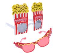 Healeved 2 Pcs Lightweight Cartoon Glasses Fun Hot Dog Popcorn Party Eyeglasses for Comfortable Costume Accessory and Photography Props