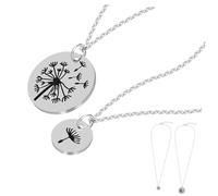 Healeved 2 Pcs Titanium Steel Dandelion Pendant Necklace Comfortable Friendship Jewelry for Women Gift for Mothers Sisters Daughters Expressing Love and Hope