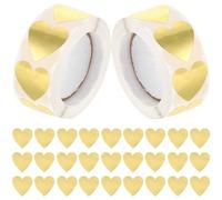 Healeved 2 Rolls Gold Heart Sticker Label Blank Self-Adhesive Seal Stickers 500 Per Roll Easy Peel for Handicraft Workshops and Bakeries