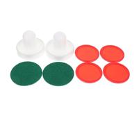 Healeved 2 Sets Air Hockey Pushers 60mm White Plastic Handles 4 Red 51mm Air Hockey Pucks and 2 Felt Covers Sturdy Accessory for Table Games