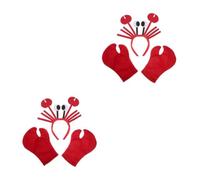 Healeved 2 Sets Funny Crab Costume Accessories Set Including Cartoon Red Crab Headband with Eyeballs and Comfortable Claw Gloves Made of Cloth and Iron Wire, for Halloween Party and Cosplay