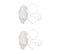 Healeved 2 Sets Grandma White Bun Wig Set for Women Lightweight Old Lady Wigs with Stretchable Net Cap and Accessories Including Pearl Necklace, Glasses, and Chain for School Plays