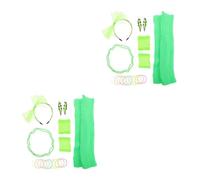 Healeved 2 Sets Women 80s Neon Party Accessory Set Fluorescent Green Fabric