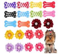 Healeved 20 Pcs Dog Barrettes Hair Ties Grooming Accessories Set for Pups Random Color