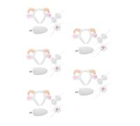 Healeved 20 Pcs Lamb Ears Costume Accessory Set and Adults Featuring White Plastic, Plush and Cotton Material with Realistic Sheep Horns and Ears, for Dress up Party and Photo Props