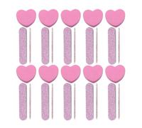 Healeved 20 Sets Nail Manicure Tools Kit with Heart-shaped Crystal Sponge Files Lightweight Plastic Sticks for Nails Good Polishing Effect Pink Colour for Professional Manicurists