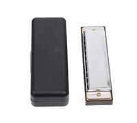 Healeved 20-tone 10-hole Blues Harmonica in Key of G with Copper Plate Chromium and Resin, Silver Metal Body, Sound Quality, Promotes Musical Abilities, Christmas and Music Lovers