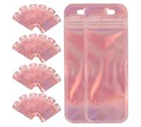 Healeved 200pcs Pink Plastic Makeup Brush Pouch with Self-Seal Closure, Small Cosmetics Storage Bag for Organizing and Keeping Brushes Hygienic, for Travel and Daily Use
