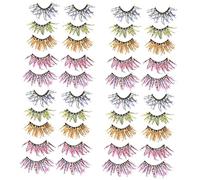 Healeved 20pairs Glitter Fluorescent False Eyelashes Night Glow Lashes for Halloween Parties Role Play Lightweight Comfortable Reusable Makeup Eyelash