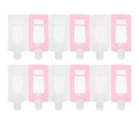 Healeved 20pcs 90ml Travel Lotion Pouches Set, Leak-proof Stand-up Refillable Shampoo and Body Wash Squeeze Bottles, Pink and White for Toiletries and Personal Care
