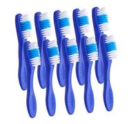 Healeved 20pcs Blue Short Handle Manual Toothbrushes for Secure Use in Prisons Detention Psychiatric Facilities Compact Travel Brush with Thumbprint Individually Packaged for Teeth Cleaning