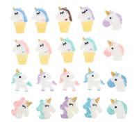 Healeved 20pcs Cartoon Unicorn Shape Slices Resin Charms Assorted Color Flatback Design No Fading DIY Art Crafts Festival Decorations Random Color Random Style