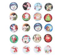 Healeved 20pcs Glass Round Tiles Christmas Pattern Flat Back Stickers for Jewellery Making, Decorations in Jewellery, Waterproof Easy to Stick