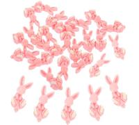 Healeved 20pcs Pink Rabbit Bunny Flatback Charms for DIY Hair Accessories and Earrings, Kawaii Rabbit Craft Embellishments for Jewelry Making and Scrapbooking in Bulk