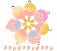 Healeved 20Pcs Resin Lollipop Pendants DIY Charms for Jewelry Making Keychains Bracelets Cartoon Candy Decorations for Crafting and Accessories