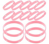 Healeved 20pcs Silicone Hand Bracelets Pink Simple Stylish Message Bracelet Silicone with Smooth Shiny Surface Easy to Wear Courage Wristbands for Breast Cancer Awareness