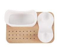 Healeved 24holes Nail Drill Holder Silicone Bit Storage Stand Wood Base Manicure Salon Tool Organizer for Nail Art Drill Handle Cradle