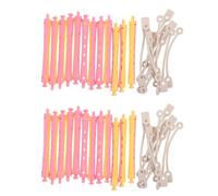 Healeved 24pcs Hair Curlers Rollers Set, Flexible Plastic Perm Rods for Women, Medium Size, Salon Hair Styling Tools for Curling and Perming at Home or Professional Use, Pink Yellow