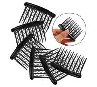 Healeved 24pcs Plastic Straight Wave Side Hair Twist Clip Combs with Teeth Bridal Wedding Bridal Veil Combs for Women Fine Thin Hair Accessories - Black