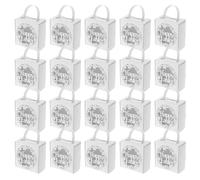 Healeved 25pcs Easter Party Candy Boxes with Handle, White Hollow out Small Treat Packaging for Spring Goodie Bags and Easter Favor