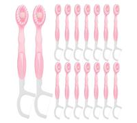 Healeved 25pcs Portable Mini Disposable Toothbrushes with Pre-Pasted Toothpaste, Peach Flavor, Small Travel Toothbrushes with Tongue Cleaner for Oral Care and Fresh Breath