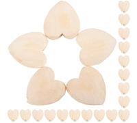 Healeved 25pcs Wood Heart Beads DIY Bracelet Beads Delicate Romantic Heart-Shaped Beige Wooden Easy to String Can Be Colored and Painted Necklace Making Valentine's Day Craft Supplies