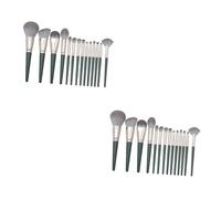 Healeved 28pcs Makeup Brush Set Wooden Handles Soft Synthetic Bristles for Face and Eye Makeup for Daily and Blackish Green Color