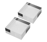Healeved 2pcs Acrylic Display Stand Square Cube Blocks with High Transparency Portable Base for Jewelry and Home Décor Use 7x3cm