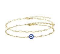 Healeved 2pcs Adjustable Blue Evil Eye Charm Golden Alloy Protection Amulet for Daily Wear Party Travel Dainty Evil Eye Against Negative
