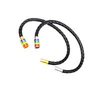 Healeved 2pcs Adjustable Handmade Knitted Leather Bracelets for Men and Women, Black Genuine Leather Wristbands for Birthday Or Mother’s Day