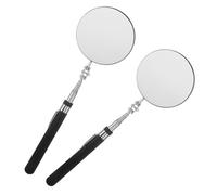 Healeved 2pcs Adjustable Telescoping Inspection Mirror with 85mm round Glass, Steel Extendable Handle Vehicle under Car Mechanic Tool for Automotive and Workshop Inspection