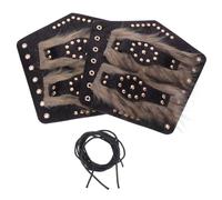 Healeved 2pcs Adults Faux Leather Arm Guards Bracers Cosplay Fake Leather Arm Wristband Wrist Armor Medieval Belt Buckle Bracers For Men Women Light Brown