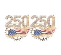 Healeved 2pcs American Flag Pin Badge Alloy Brooch with Patriotic Text Design, Secure Fit and Golden Rounded Lapel Pins for Fourth of July and Daily Festive Wear