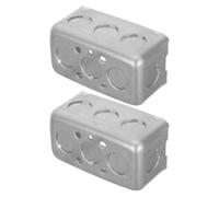 Healeved 2pcs American Standard Surface Mounted Switch Protection Box with Adjustable Rust Protection, Galvanized Iron Single Gang Electrical Junction Box for Home and Office Use, Silver