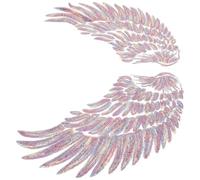 Healeved 2pcs Angel Wing Applique Patch with Sequin Embroidery Thread for Clothes Sewing Supplies, Easy to Operate and Washable, Stylish Glitter Design for Holiday Clothing and Tank Tops