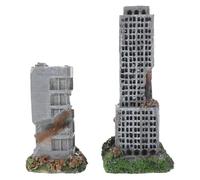 Healeved 2pcs Aquarium Castle Ruins Decoration in Resin, Realistic Fish Tank Cave Ornament Rustic City Building Shape, Ecological Balance and Resistant to Buildup for Fish and Shrimp