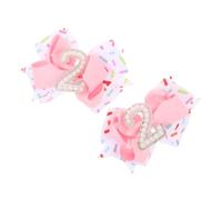 Healeved 2pcs Birthday Hair Bows for Number Design and Pearl Accents Decorative Bowknot Clips for Hair Barrettes for Birthday Parties School and Everyday Styling