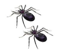 Healeved 2pcs Bling Rhinestone Spider Brooch Alloy Halloween Lapel Pins for Women Men Suit Coat Bag Sweater Decoration Badge