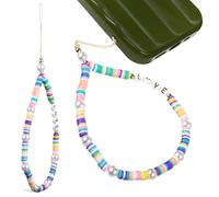 Healeved 2pcs Bohemian Beaded Mobile Phone Lanyards with Love Letter Polymer Clay Charms Colorful Phone Charm Straps for Mobile and Handbags Comfortable and Attractive Accessories