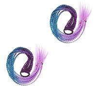 Healeved 2pcs Boys and Girls Colorful Ponytail Extension Hair Rope Synthetic Hair for Daily Wear and Cosplay Lightweight No Shedding for Boys and Girls