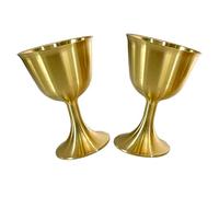Healeved 2pcs Brass Chalice Cups for Temple Decoration, Retro Luxury Metal Wine Goblets with Convenient to Hold Design, Decorative Copper Cups for Home and Ritual Use