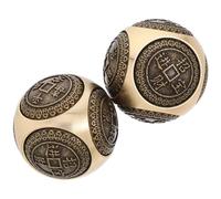 Healeved 2pcs Brass Exercise Ball Metal Handball with Six-Sided Relief Patterns Elegant Design for Hand Muscle Exercise and Finger Dexterity Improvement, Solid Brass Massage Balls for Daily