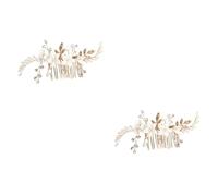 Healeved 2pcs Bride Hairpin Hair Comb Clip Floral Headpiece for Wedding Womens Headpiece