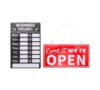 Healeved 2pcs Business Hours Sign Set Writable Opening Hours Sign for Shop Door Store Operation for Retail and Office Use