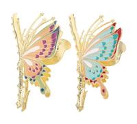 Healeved 2pcs Butterfly Hair Claw Clips: Asian Hair Accessories Non-Slip Metal Barrettes - Colorful 3d Art Claw For Ponytail Holder - Bridal Headdress For Wedding Party