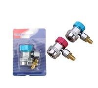 Healeved 2pcs Car Air Conditioning Connector Adapter for Auto Charging and Diagnosis, Brass Material with High Pressure to Low Pressure Design Quick Coupler Fitting