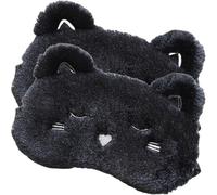 Healeved 2pcs Cartoon Black Cat Sleep Mask, Soft Blackout Eye Cover with Adjustable Strap, Comfortable Sleep Eye Mask for Home and Travel